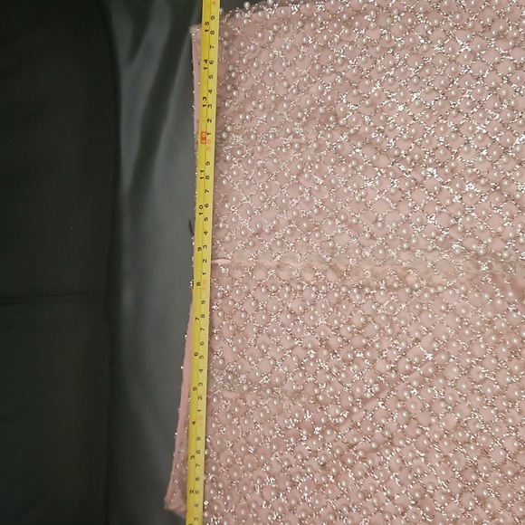 Y2k Handcrafted Pearl Details Stretchy Fabric Stealth Mini Formal Skirt Sz M - Picture 8 of 12